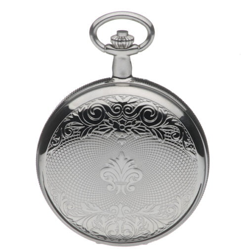 Mount Royal Chrome Plated Twin Lid Skeleton Mechanical Hunter Pocket Watch - Image 2