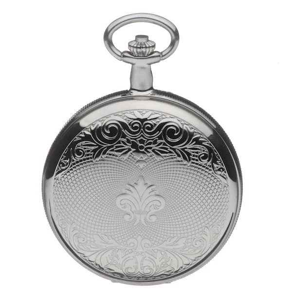 Mount Royal Chrome Plated Twin Lid Skeleton Mechanical Hunter Pocket Watch - Image 2