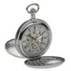 Mount Royal Chrome Plated Twin Lid Skeleton Mechanical Hunter Pocket Watch