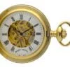 Mount Royal Half Hunter Skeleton Matt Finish Gold Plated Mechanical Pocket Watch