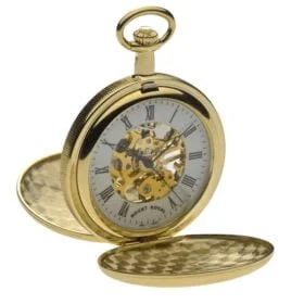 Mount Royal Gold Plated Fully Polished Twin Lidded Skeleton Pocket Watch