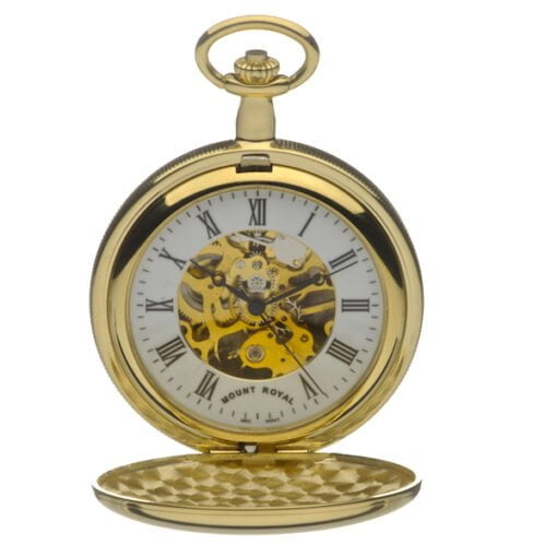 Mount Royal Gold Plated Fully Polished Twin Lidded Skeleton Pocket Watch - Image 3