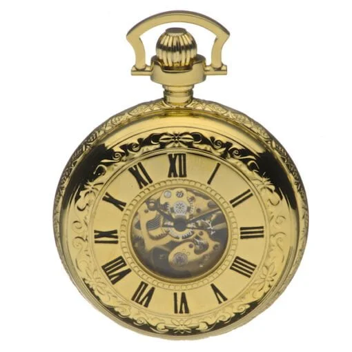 Mount Royal Twin Lidded Gold Plated Skeleton Dial Mechanical Pocket Watch - Image 3