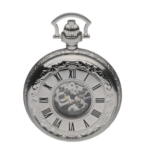 Mount Royal Twin Lidded Chrome Plated Skeleton Dial Mechanical Pocket Watch - Image 3