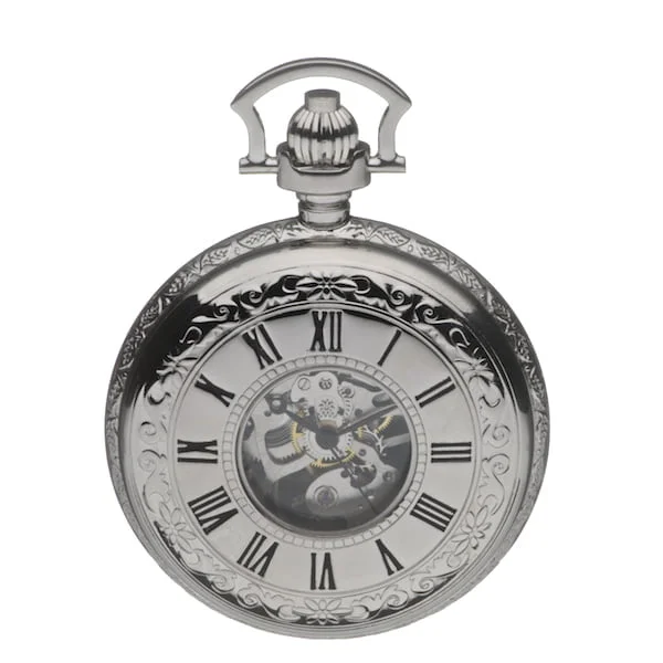 Mount Royal Twin Lidded Chrome Plated Skeleton Dial Mechanical Pocket Watch - Image 3
