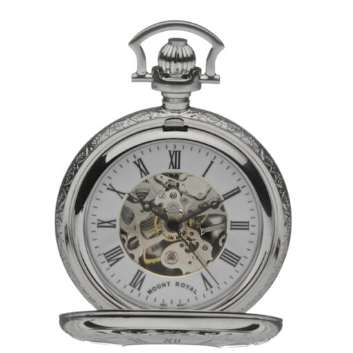 Mount Royal Twin Lidded Chrome Plated Skeleton Dial Mechanical Pocket Watch - Image 2