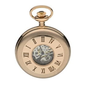 Mount Royal Rose Gold Plated Half Hunter Roman Numeral Mechanical Pocket Watch