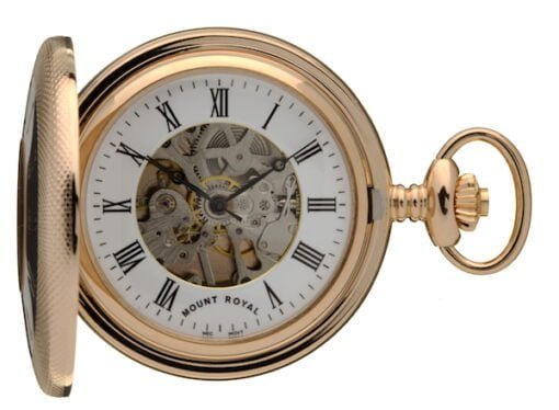 Mount Royal Rose Gold Plated Half Hunter Roman Numeral Mechanical Pocket Watch - Image 2
