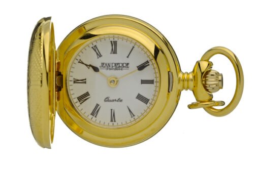 Gold Plated Full Hunter Embossed Ladies Pendant Watch from Jean Pierre