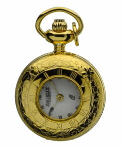 Gold Plated Half Hunter Flower Engraved Ladies Pendant Watch by Jean Pierre