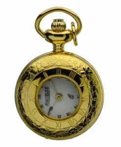 Gold Plated Half Hunter Flower Engraved Ladies Pendant Watch by Jean Pierre