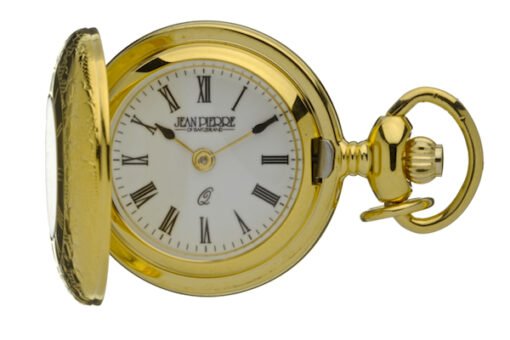 Gold Plated Half Hunter Flower Engraved Ladies Pendant Watch by Jean Pierre - Image 2