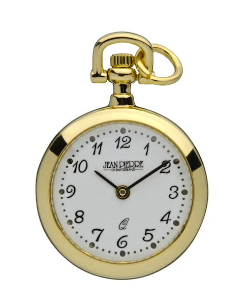 Jean Pierre Gold Plated Round Arabic Dial Open Face Ladies Pendant Watch