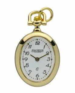 Jean Pierre Gold Plated Oval Arabic Open Face Ladies Pendant Watch