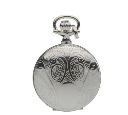 Jean Pierre Sterling Silver Full Hunter Embossed Ladies Pendant Watch