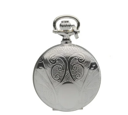 Jean Pierre Sterling Silver Full Hunter Embossed Ladies Pendant Watch