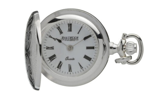 Jean Pierre Sterling Silver Full Hunter Embossed Ladies Pendant Watch - Image 2