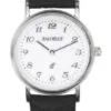Jean Pierre Sterling Silver Ladies Wrist Watch Black Leather Strap