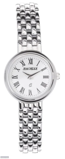 Jean Pierre Sterling Silver Round Roman Dial Ladies Wrist Watch