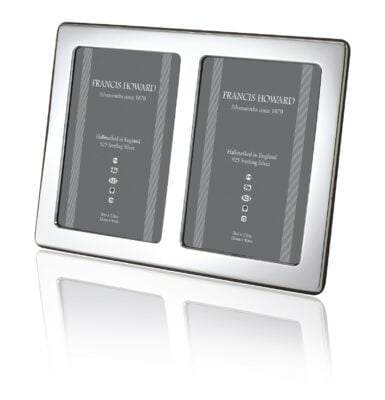 Sterling Silver Plain Durham Double Photograph Frame by Francis Howard